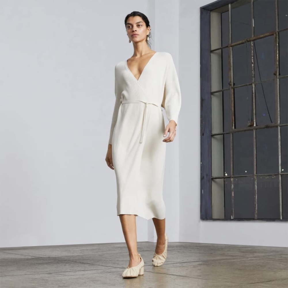 Everlane The Ribbed Wrap Midi Dress